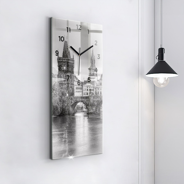 Modern vertical wall clock Charles Bridge in Prague
