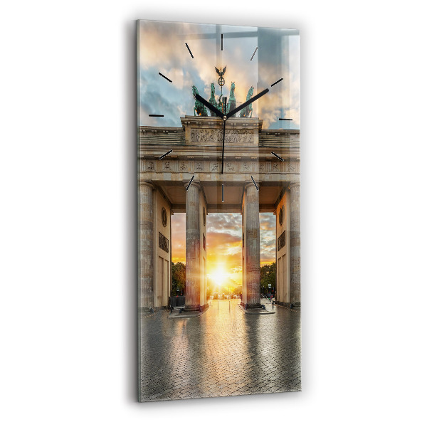 Modern vertical wall clock Brandenburg Gate in Berlin
