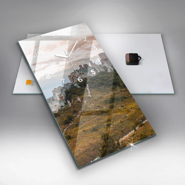 Modern vertical wall clock Spiš Castle in Slovakia