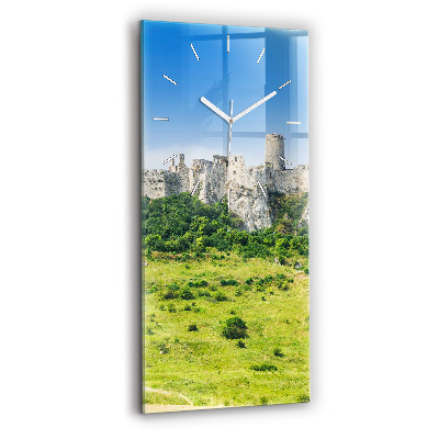 Modern vertical wall clock Spiš Castle in Slovakia