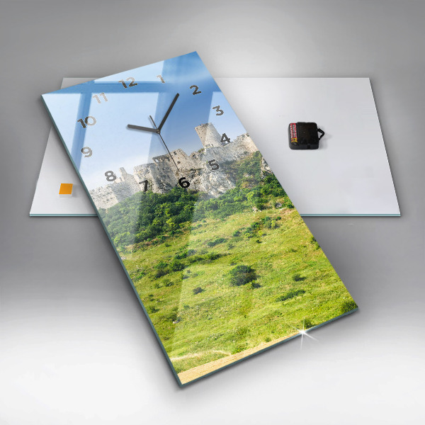 Modern vertical wall clock Spiš Castle in Slovakia
