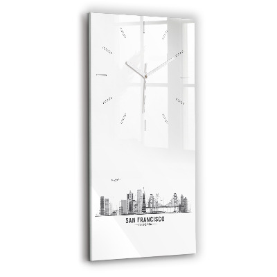 Modern vertical wall clock San Francisco Skyline