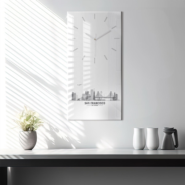 Modern vertical wall clock San Francisco Skyline