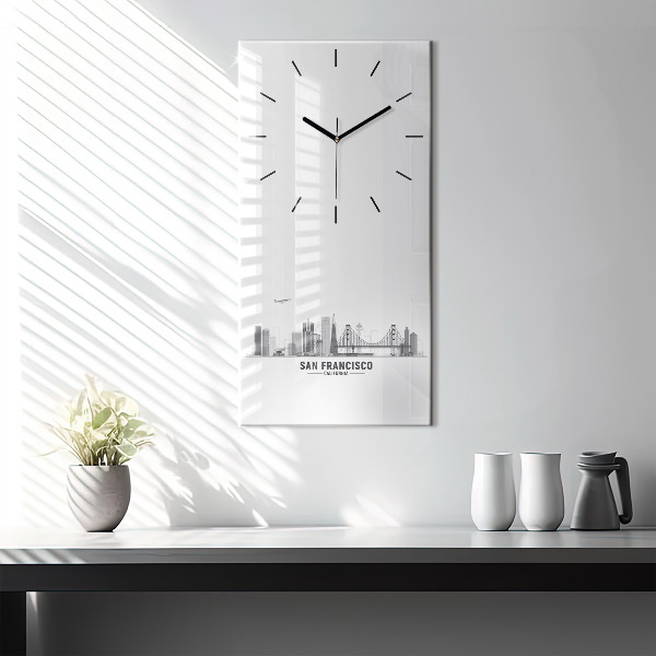 Modern vertical wall clock San Francisco Skyline