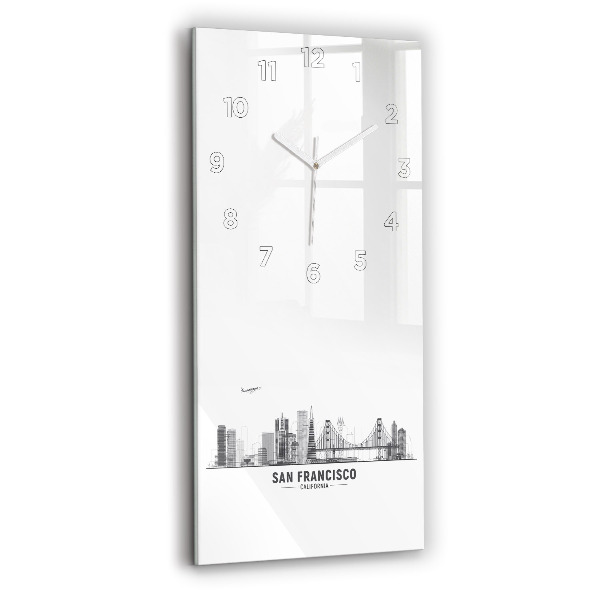 Modern vertical wall clock San Francisco Skyline