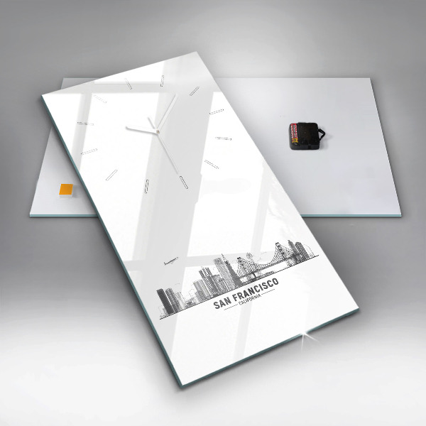 Modern vertical wall clock San Francisco Skyline