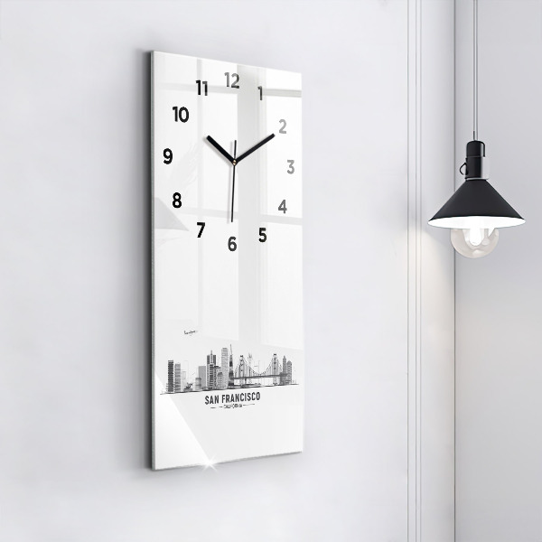 Modern vertical wall clock San Francisco Skyline