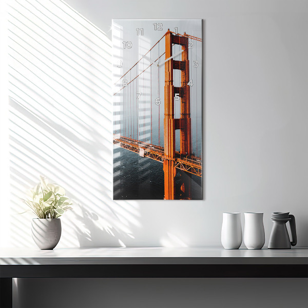 Modern vertical wall clock Golden Gate Bridge