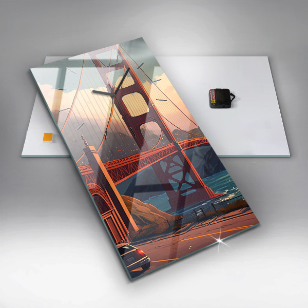 Modern vertical wall clock San Francisco Bridge