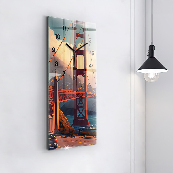 Modern vertical wall clock San Francisco Bridge