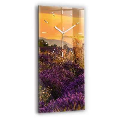 Modern vertical wall clock Lavender meadow France