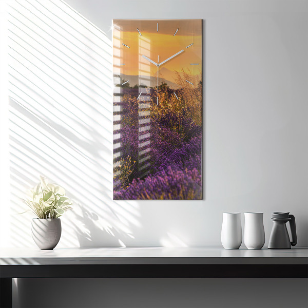 Modern vertical wall clock Lavender meadow France