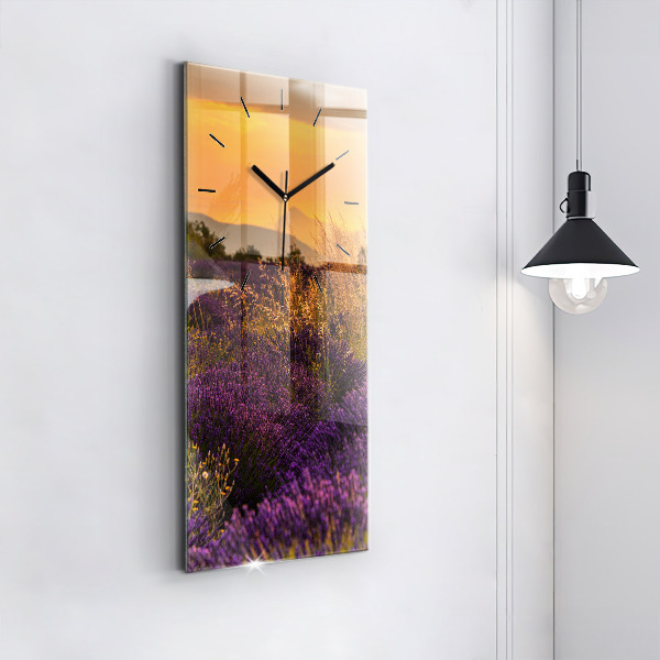 Modern vertical wall clock Lavender meadow France