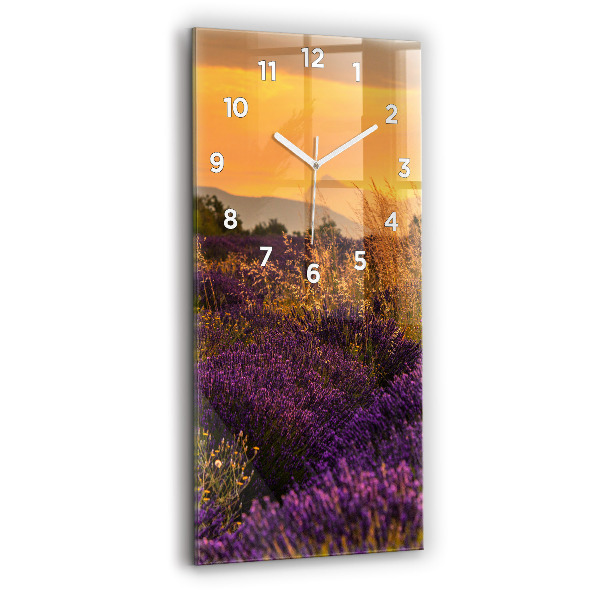 Modern vertical wall clock Lavender meadow France