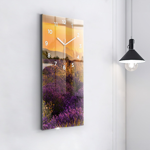 Modern vertical wall clock Lavender meadow France