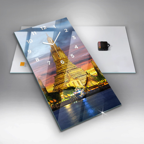 Modern vertical wall clock Temple in Bangkok Thailand