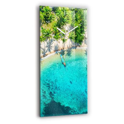 Modern vertical wall clock Tropical beach Koh Tao