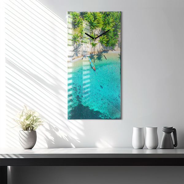 Modern vertical wall clock Tropical beach Koh Tao