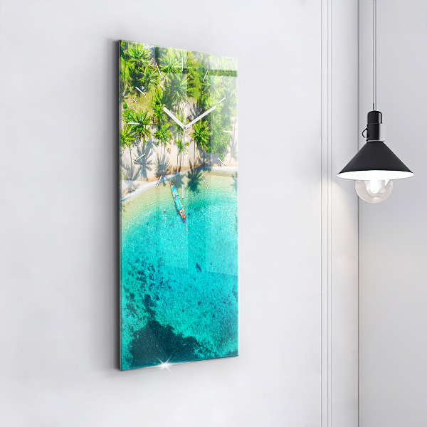 Modern vertical wall clock Tropical beach Koh Tao