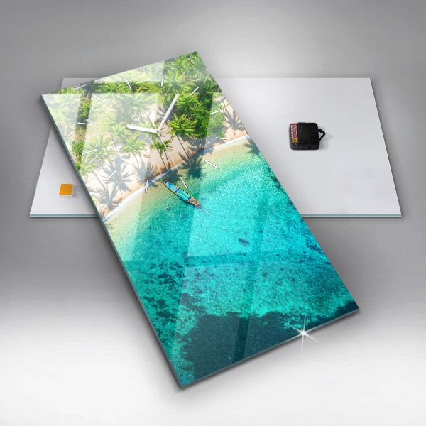 Modern vertical wall clock Tropical beach Koh Tao