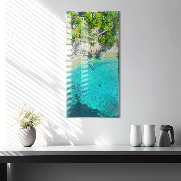 Modern vertical wall clock Tropical beach Koh Tao