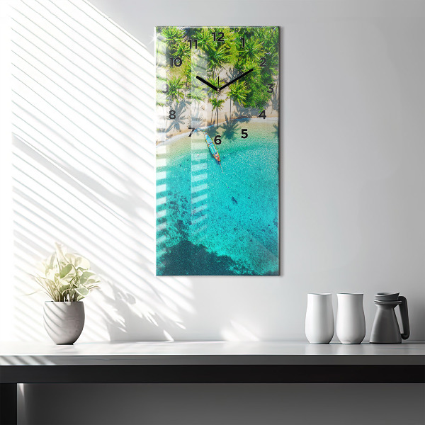 Modern vertical wall clock Tropical beach Koh Tao