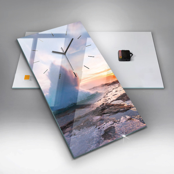 Modern vertical wall clock Geyser on the island of Iceland