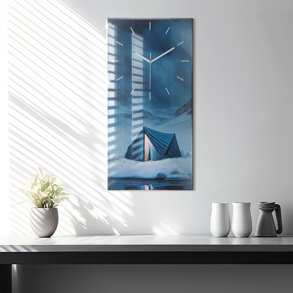 Modern vertical wall clock Tent in the mountains of Iceland