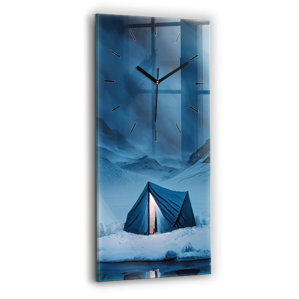 Modern vertical wall clock Tent in the mountains of Iceland