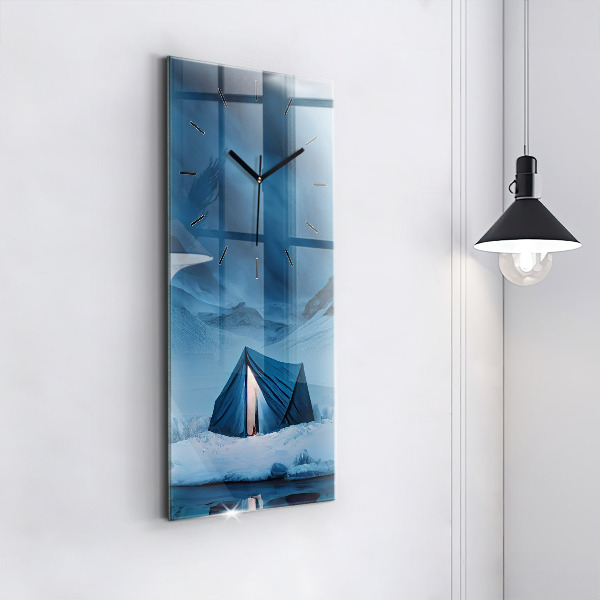 Modern vertical wall clock Tent in the mountains of Iceland