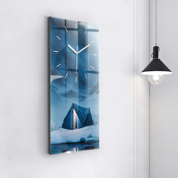 Modern vertical wall clock Tent in the mountains of Iceland