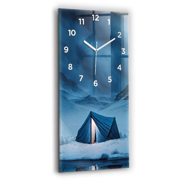 Modern vertical wall clock Tent in the mountains of Iceland