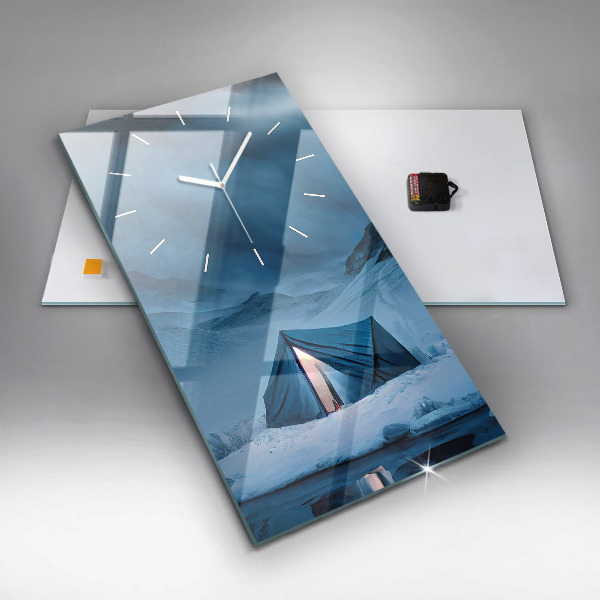 Modern vertical wall clock Tent in the mountains of Iceland