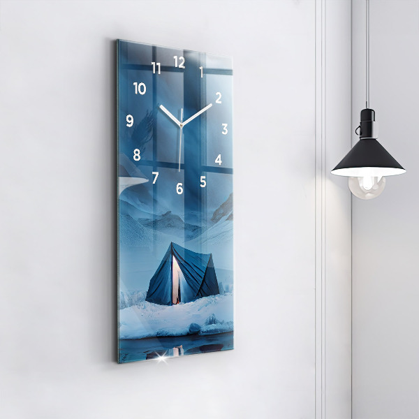 Modern vertical wall clock Tent in the mountains of Iceland