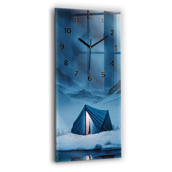 Modern vertical wall clock Tent in the mountains of Iceland