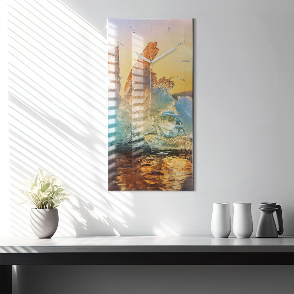 Modern vertical wall clock Iceberg and sunrise