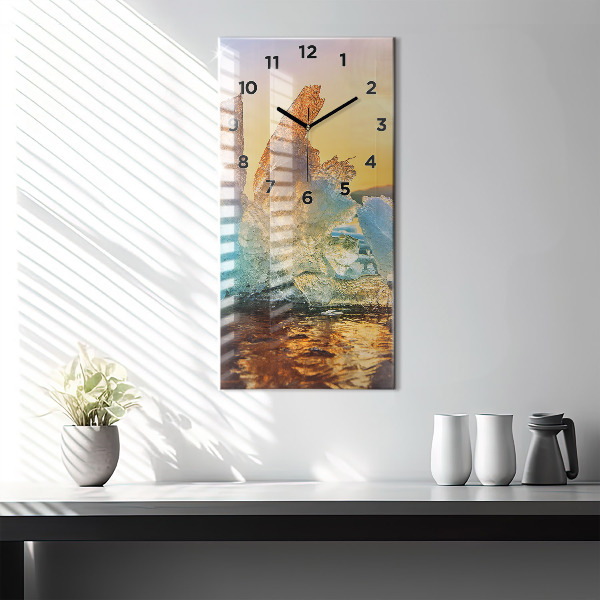 Modern vertical wall clock Iceberg and sunrise