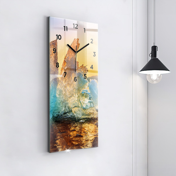 Modern vertical wall clock Iceberg and sunrise