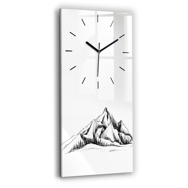 Modern vertical wall clock Drawn mountains