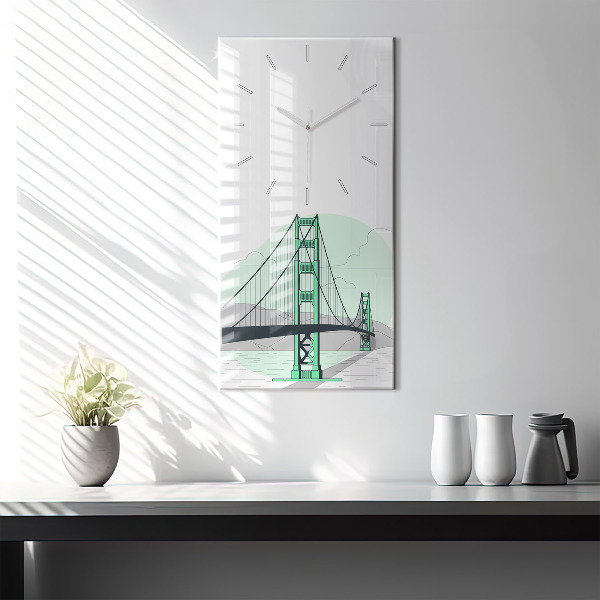 Modern vertical wall clock Green Bridge