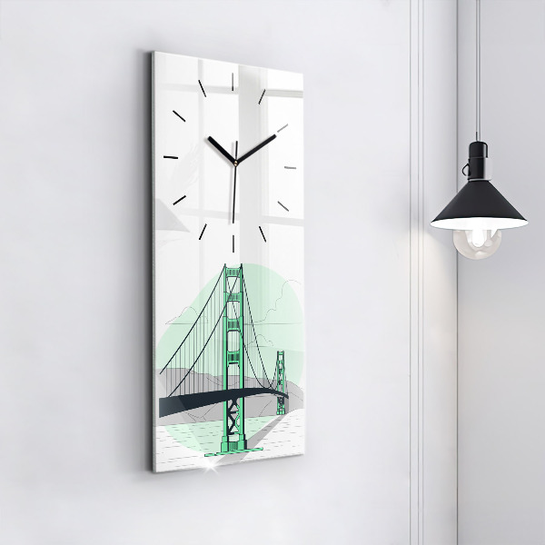 Modern vertical wall clock Green Bridge