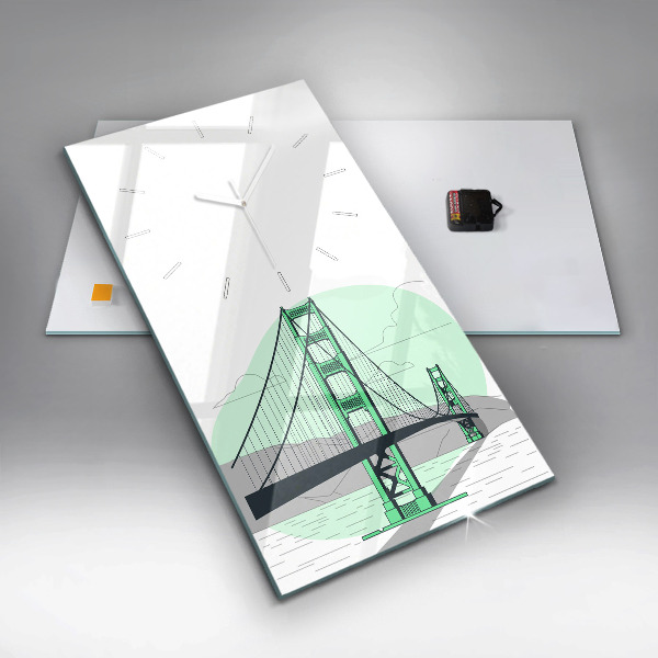 Modern vertical wall clock Green Bridge