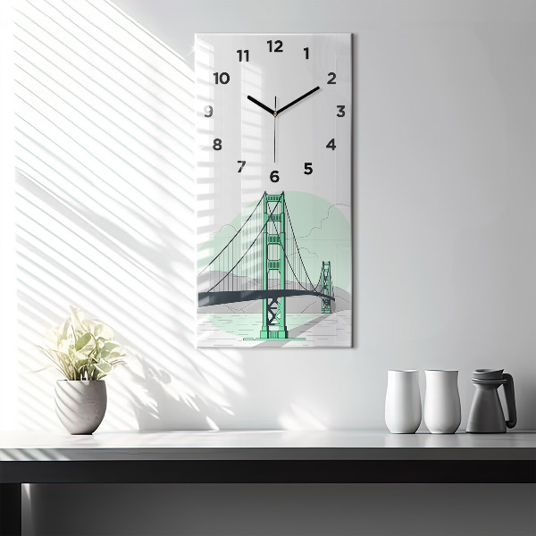 Modern vertical wall clock Green Bridge