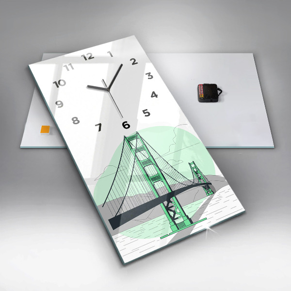 Modern vertical wall clock Green Bridge