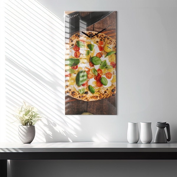 Modern vertical wall clock Italian pizza