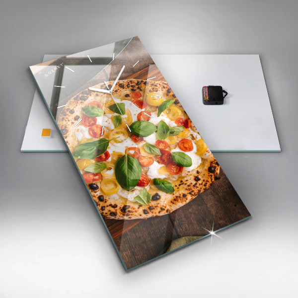 Modern vertical wall clock Italian pizza