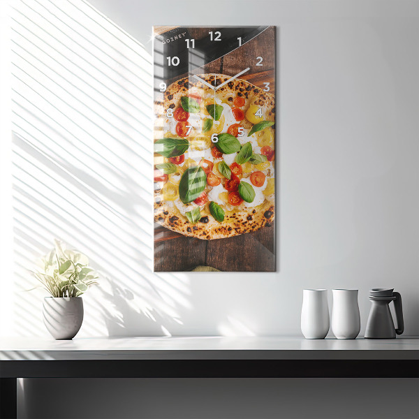 Modern vertical wall clock Italian pizza