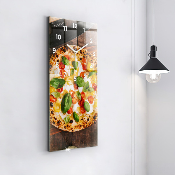 Modern vertical wall clock Italian pizza