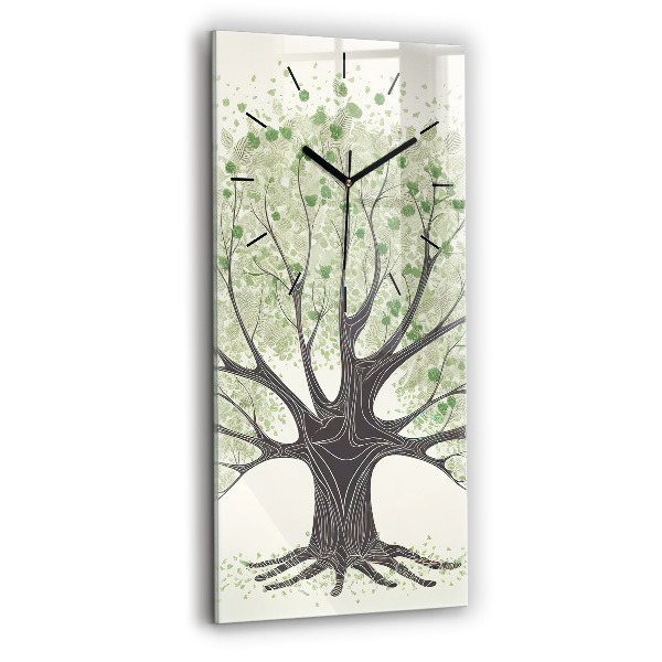 Modern vertical wall clock Big tree nature