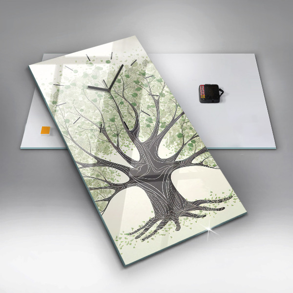 Modern vertical wall clock Big tree nature